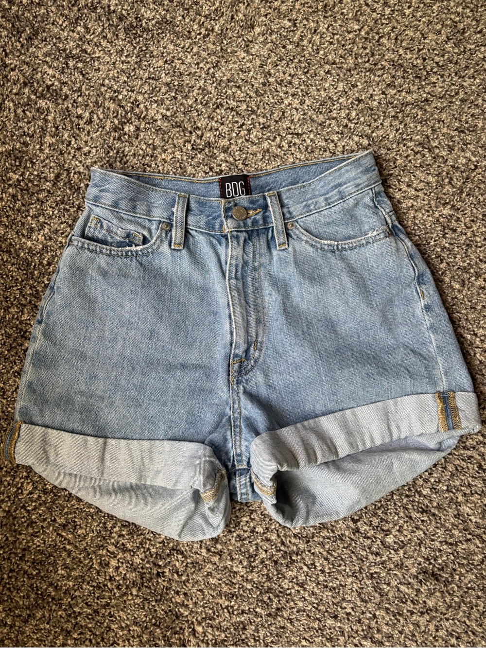BDG Light Blue Mom High-Waist Denim Shorts